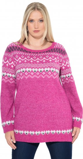 Ulla Popken Norwegian Style Pastel Tone Long Sleeve Sweater Summer Berry - Mikiny & mikiny bez kapucne - 