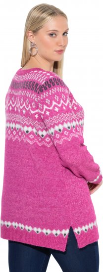 Ulla Popken Norwegian Style Pastel Tone Long Sleeve Sweater Summer Berry - Mikiny & mikiny bez kapucne - 