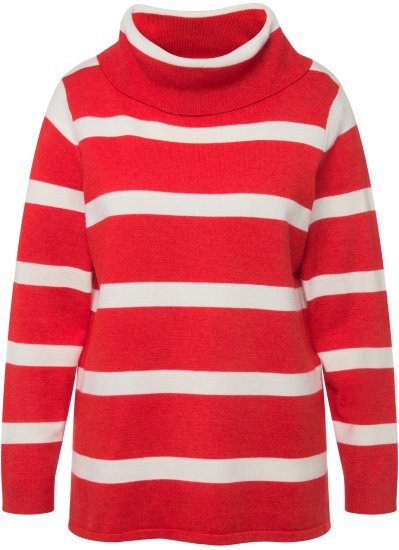 Ulla Popken Stripe Fine Knit Turtleneck Sweater Light Red - Mikiny & mikiny bez kapucne - 