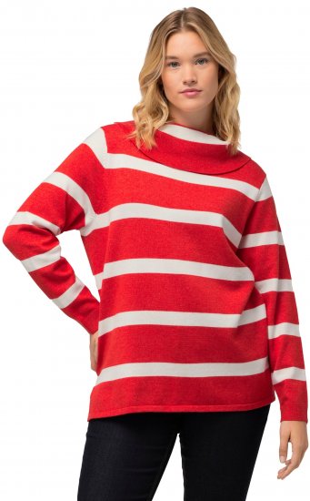 Ulla Popken Stripe Fine Knit Turtleneck Sweater Light Red - Mikiny & mikiny bez kapucne - 
