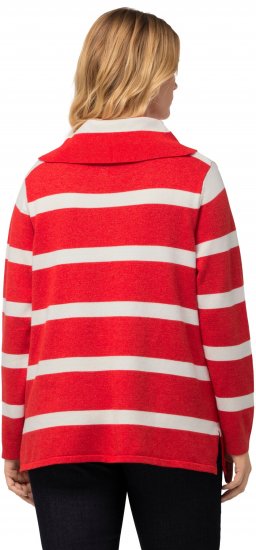 Ulla Popken Stripe Fine Knit Turtleneck Sweater Light Red - Mikiny & mikiny bez kapucne - 