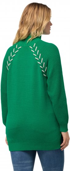 Ulla Popken Contrast Braid Turtleneck Sweater Emerald Green - Mikiny & mikiny bez kapucne - 