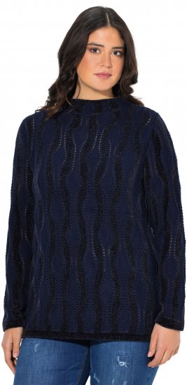 Ulla Popken Openwork Chenille Sweater Navy - Mikiny & mikiny bez kapucne - 
