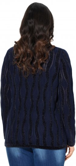 Ulla Popken Openwork Chenille Sweater Navy - Mikiny & mikiny bez kapucne - 