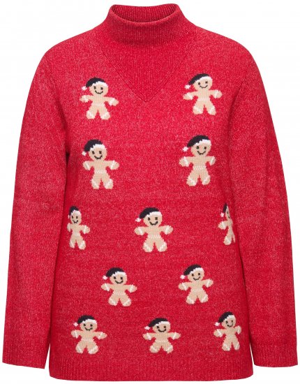 Ulla Popken Gingerbread Men Sweater Salsa Red - Mikiny & mikiny bez kapucne - 
