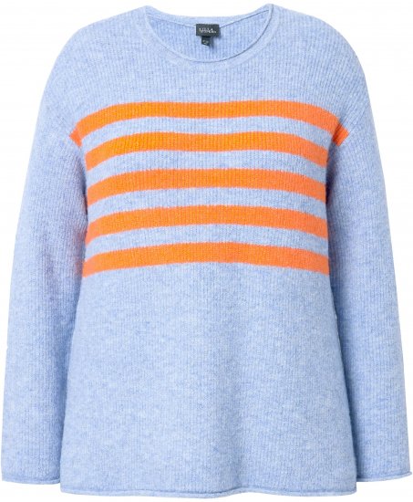 Ulla Popken Striped Long Sleeve Sweater Sky Blue - Mikiny & mikiny bez kapucne - 