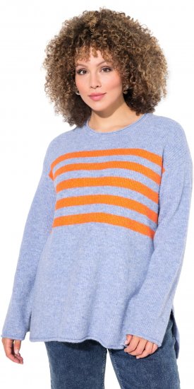 Ulla Popken Striped Long Sleeve Sweater Sky Blue - Mikiny & mikiny bez kapucne - 