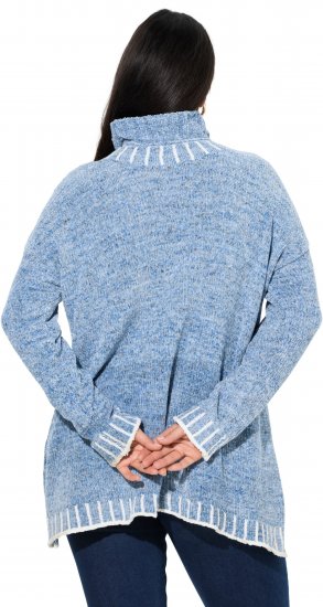 Ulla Popken Blanket Stitch Oversized Turtleneck Sweater Dove Blue - Mikiny & mikiny bez kapucne - 