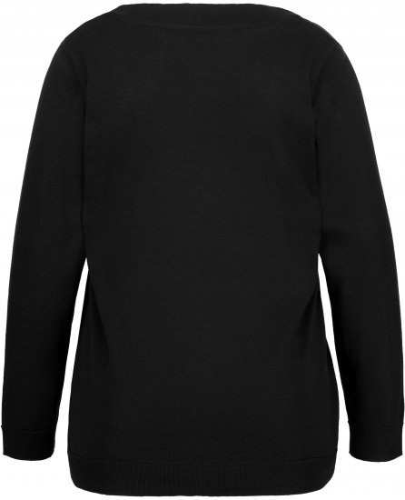 Ulla Popken Casual V-Neck Long Sleeve Sweater Black - Mikiny & mikiny bez kapucne - 