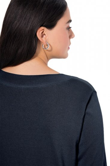 Ulla Popken Soft Fine Knit Pullover V-Neck Sweatshirt Marine - Mikiny & mikiny bez kapucne - Pohodlné mikiny, hoodie a pletené svetre