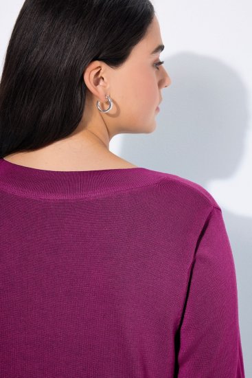 Ulla Popken Soft Fine Knit Pullover V-Neck Sweatshirt Dark Lilac - Mikiny & mikiny bez kapucne - Pohodlné mikiny, hoodie a pletené svetre