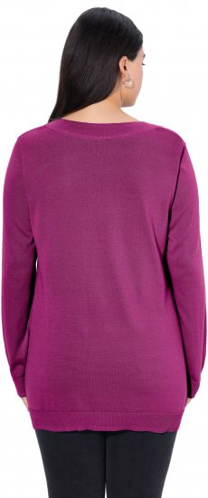 Ulla Popken Soft Fine Knit Pullover V-Neck Sweatshirt Dark Lilac - Mikiny & mikiny bez kapucne - 