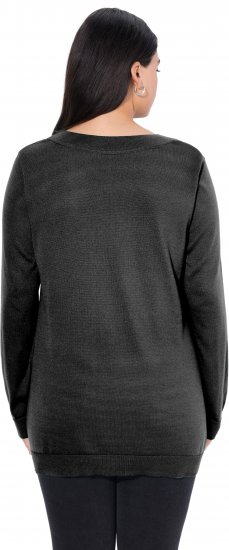 Ulla Popken Casual V-Neck Long Sleeve Sweater Black - Mikiny & mikiny bez kapucne - 