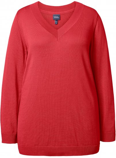 Ulla Popken Casual V-Neck Long Sleeve Sweater Salsa - Mikiny & mikiny bez kapucne - 