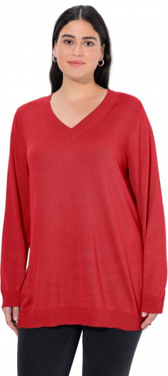 Ulla Popken Casual V-Neck Long Sleeve Sweater Salsa - Mikiny & mikiny bez kapucne - 