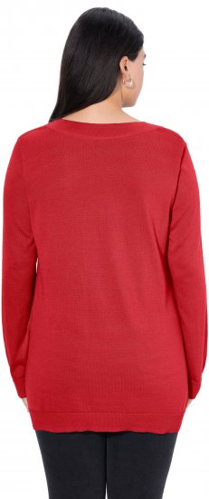 Ulla Popken Casual V-Neck Long Sleeve Sweater Salsa - Mikiny & mikiny bez kapucne - 