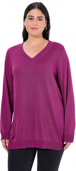 Ulla Popken Casual V-Neck Long Sleeve Sweater Berry - Mikiny & mikiny bez kapucne - 