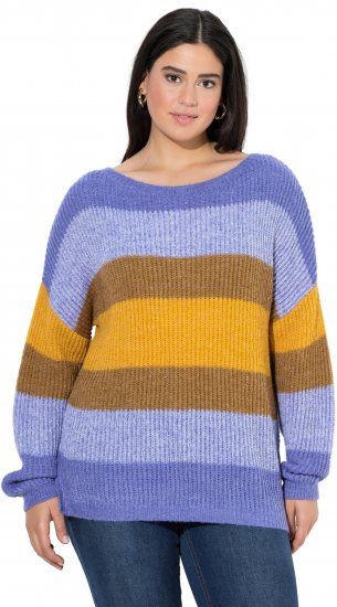 Ulla Popken Colorful Chunky Striped Sweater Lavender - Mikiny & mikiny bez kapucne - 