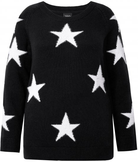 Ulla Popken Glitter Stars Soft Knit Sweater Black - Mikiny & mikiny bez kapucne - 