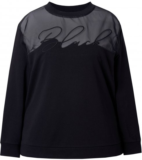 Ulla Popken Tulle Panel Sweatshirt Black - Mikiny & mikiny bez kapucne - 