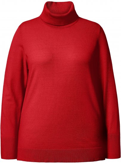 Ulla Popken Turtleneck Ribbed Trim Long Sleeve Sweater Salsa Red - Mikiny & mikiny bez kapucne - 