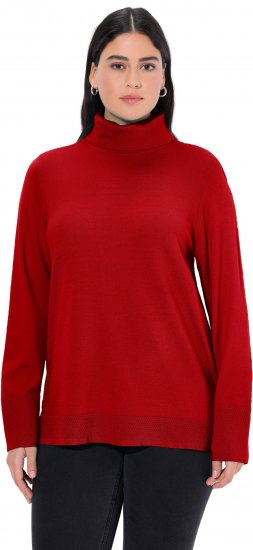 Ulla Popken Turtleneck Ribbed Trim Long Sleeve Sweater Salsa Red - Mikiny & mikiny bez kapucne - 