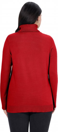 Ulla Popken Turtleneck Ribbed Trim Long Sleeve Sweater Salsa Red - Mikiny & mikiny bez kapucne - 