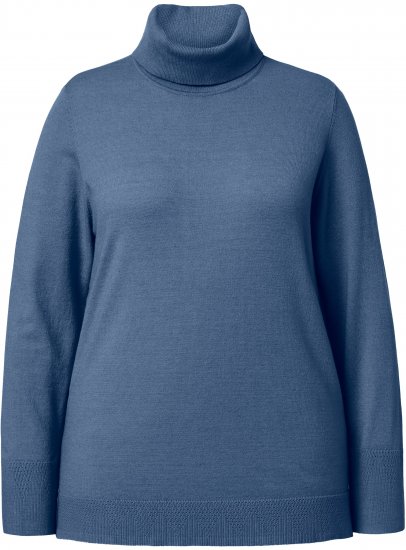 Ulla Popken Turtleneck Ribbed Trim Long Sleeve Sweater Atlantic Blue - Mikiny & mikiny bez kapucne - 