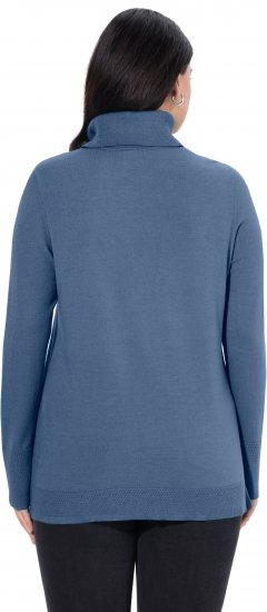 Ulla Popken Turtleneck Ribbed Trim Long Sleeve Sweater Atlantic Blue - Mikiny & mikiny bez kapucne - 