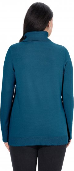 Ulla Popken Turtleneck Ribbed Trim Long Sleeve Sweater Cerulean - Mikiny & mikiny bez kapucne - 