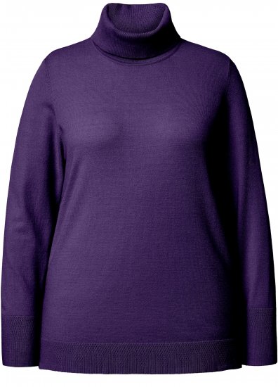 Ulla Popken Turtleneck Ribbed Trim Long Sleeve Sweater Deep Violet - Mikiny & mikiny bez kapucne - 