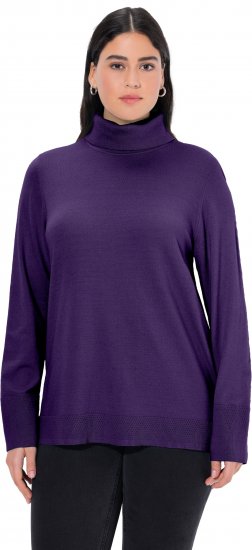 Ulla Popken Turtleneck Ribbed Trim Long Sleeve Sweater Deep Violet - Mikiny & mikiny bez kapucne - 