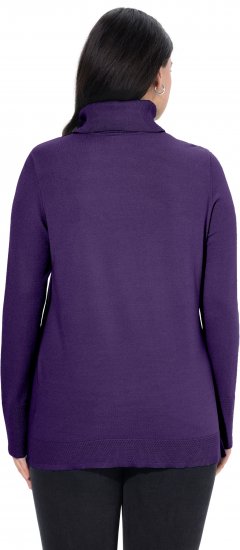 Ulla Popken Turtleneck Ribbed Trim Long Sleeve Sweater Deep Violet - Mikiny & mikiny bez kapucne - 