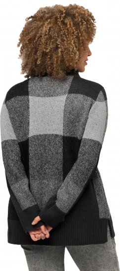 Ulla Popken Grand Check Long Sleeve Sweater Charcoal Grey Melange - Mikiny & mikiny bez kapucne - 