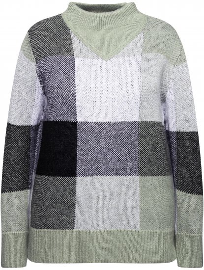 Ulla Popken Grand Check Long Sleeve Sweater Sage Green - Mikiny & mikiny bez kapucne - 