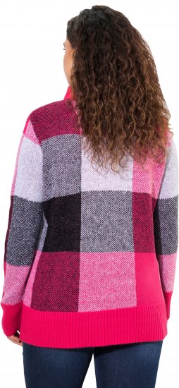 Ulla Popken Grand Check Long Sleeve Sweater Red Pink - Mikiny & mikiny bez kapucne - 