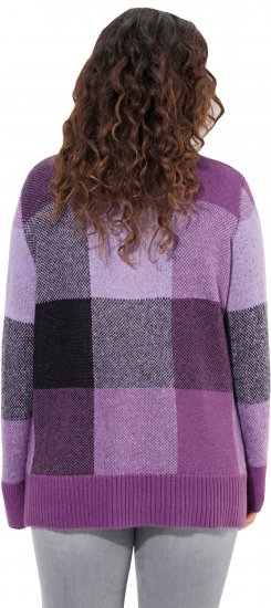 Ulla Popken Grand Check Long Sleeve Sweater Violet - Mikiny & mikiny bez kapucne - 