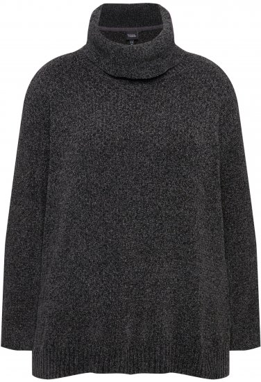 Ulla Popken Soft Textured Chenille Oversized Fit Sweater Graphite Grey - Mikiny & mikiny bez kapucne - 