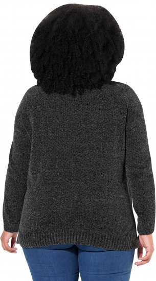 Ulla Popken Soft Textured Chenille Oversized Fit Sweater Graphite Grey - Mikiny & mikiny bez kapucne - 