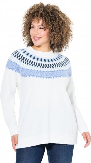 Ulla Popken Norwegian-Inspired Long Sleeve Knit Sweater Snow White - Mikiny & mikiny bez kapucne - 