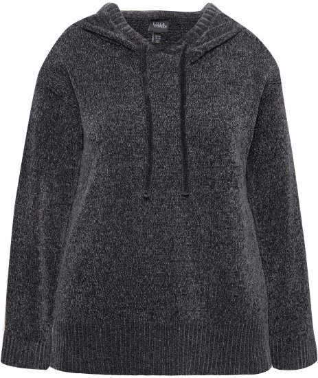 Ulla Popken Chenille Knit Hoodie Graphite Grey - Mikiny & mikiny bez kapucne - 