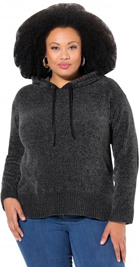 Ulla Popken Chenille Knit Hoodie Graphite Grey - Mikiny & mikiny bez kapucne - 