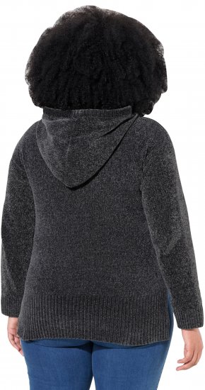 Ulla Popken Chenille Knit Hoodie Graphite Grey - Mikiny & mikiny bez kapucne - 