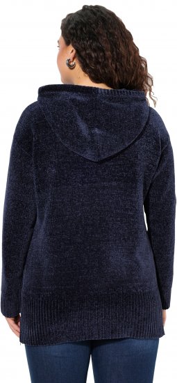 Ulla Popken Chenille Knit Hoodie Navy - Mikiny & mikiny bez kapucne - 