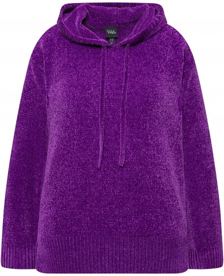 Ulla Popken Chenille Knit Hoodie Dark Purple - Mikiny & mikiny bez kapucne - 