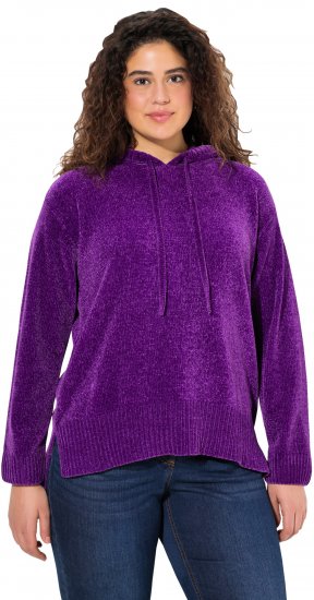Ulla Popken Chenille Knit Hoodie Dark Purple - Mikiny & mikiny bez kapucne - 