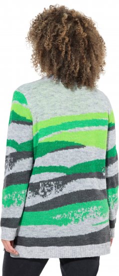 Ulla Popken Landscape Stripe Sweater Moss Green - Mikiny & mikiny bez kapucne - 