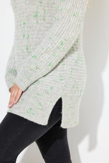 Ulla Popken Space Yarn Oversized Turtleneck Sweater Light Grey Melange - Mikiny & mikiny bez kapucne - Pohodlné mikiny, hoodie a pletené svetre