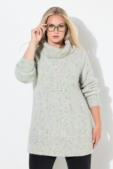 Ulla Popken Space Yarn Oversized Turtleneck Sweater Light Grey Melange - Mikiny & mikiny bez kapucne - Pohodlné mikiny, hoodie a pletené svetre