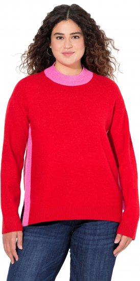 Ulla Popken Color Block Long Sleeve Sweater Lychee - Mikiny & mikiny bez kapucne - 